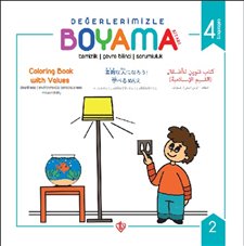 Değerlerimizle Boyama Kitabı Temizlik Çevre Bilinci Sorumluluk Arapça İngilizce Japonca Türkçe